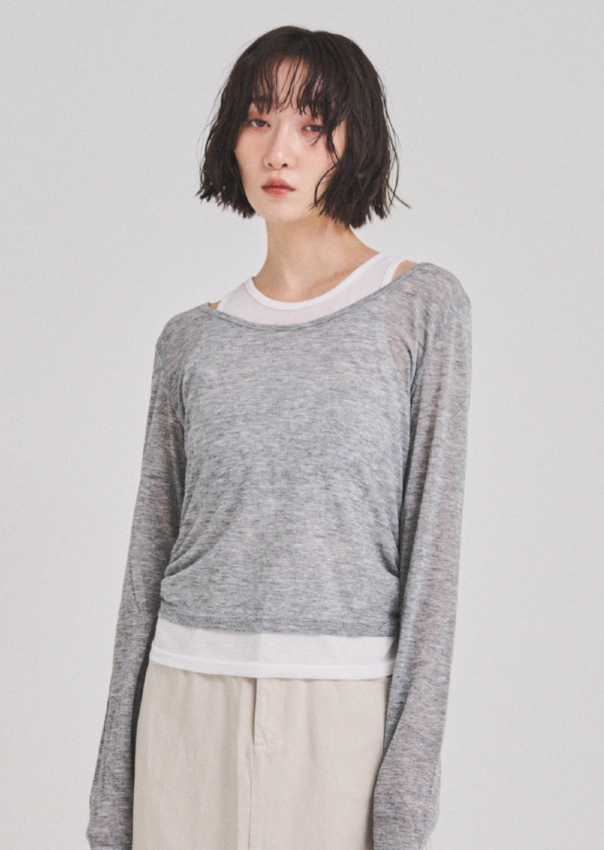 ロングスリーブレイヤードシアートップス