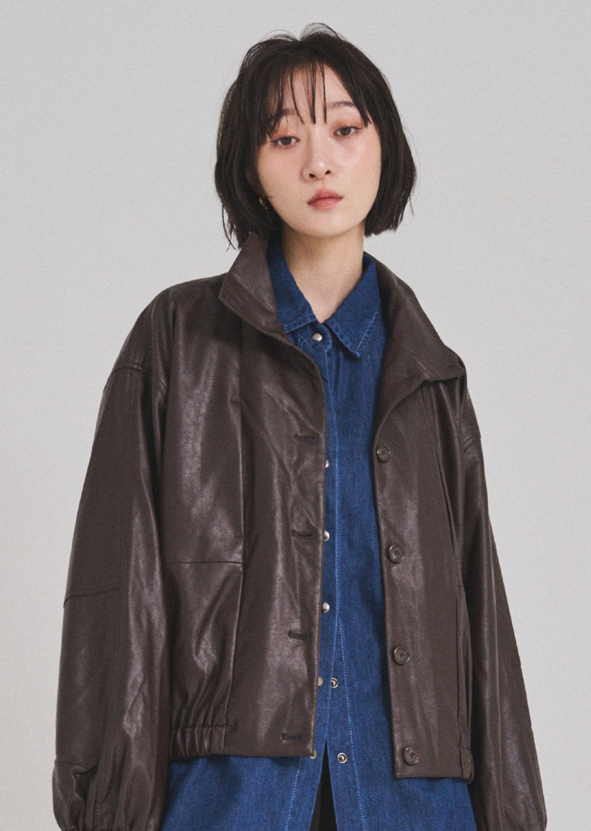 フェイクレザーオーバーブルゾン