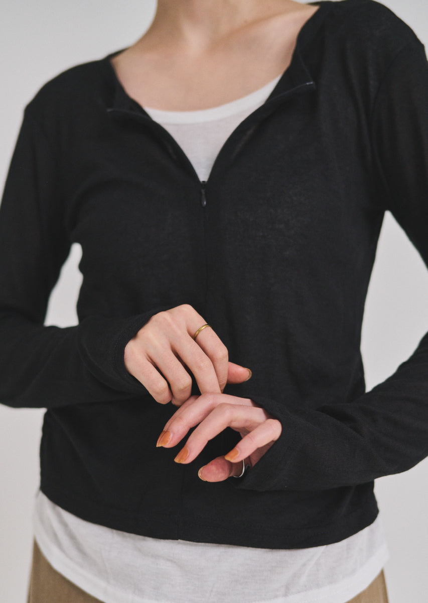 ハーフジップシアートップス