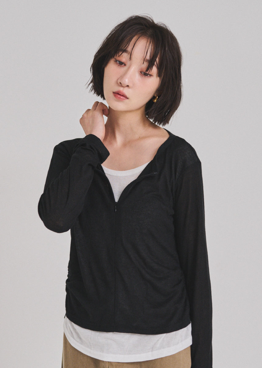 ハーフジップシアートップス