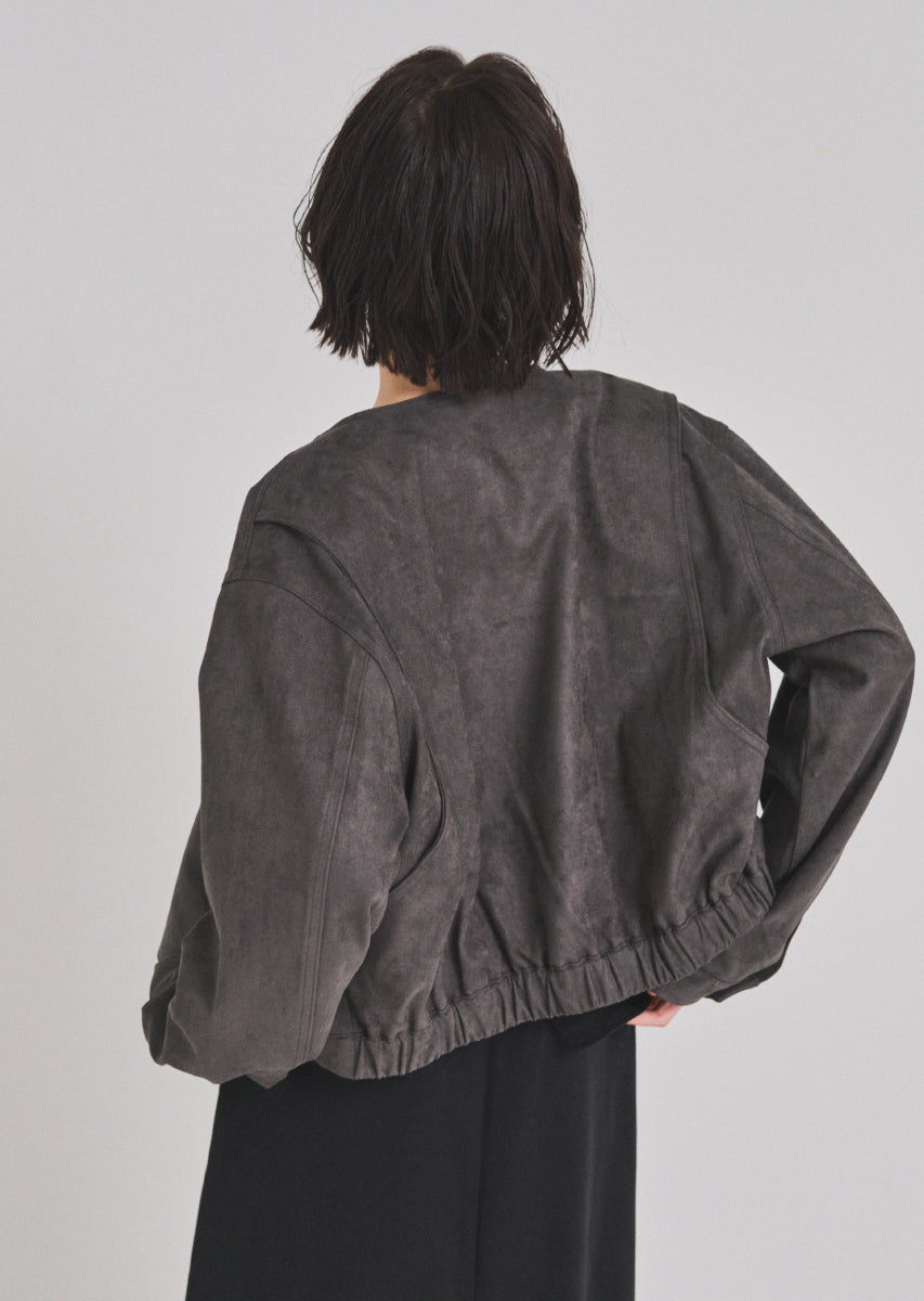 フェイクスウェードノーカラージャケット