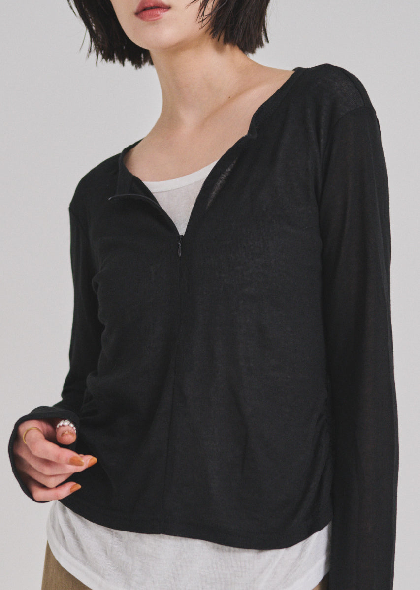 ハーフジップシアートップス