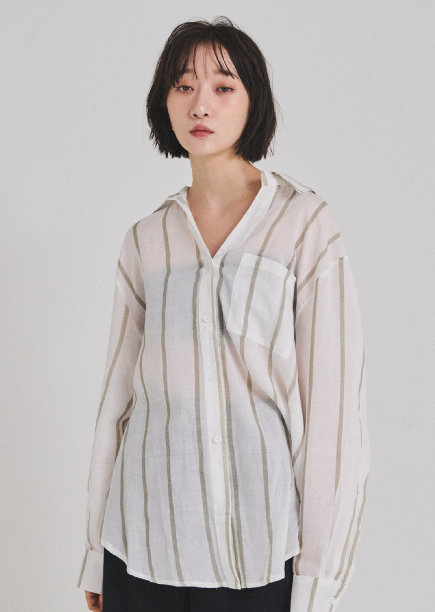 ストライプオーバーシャツ