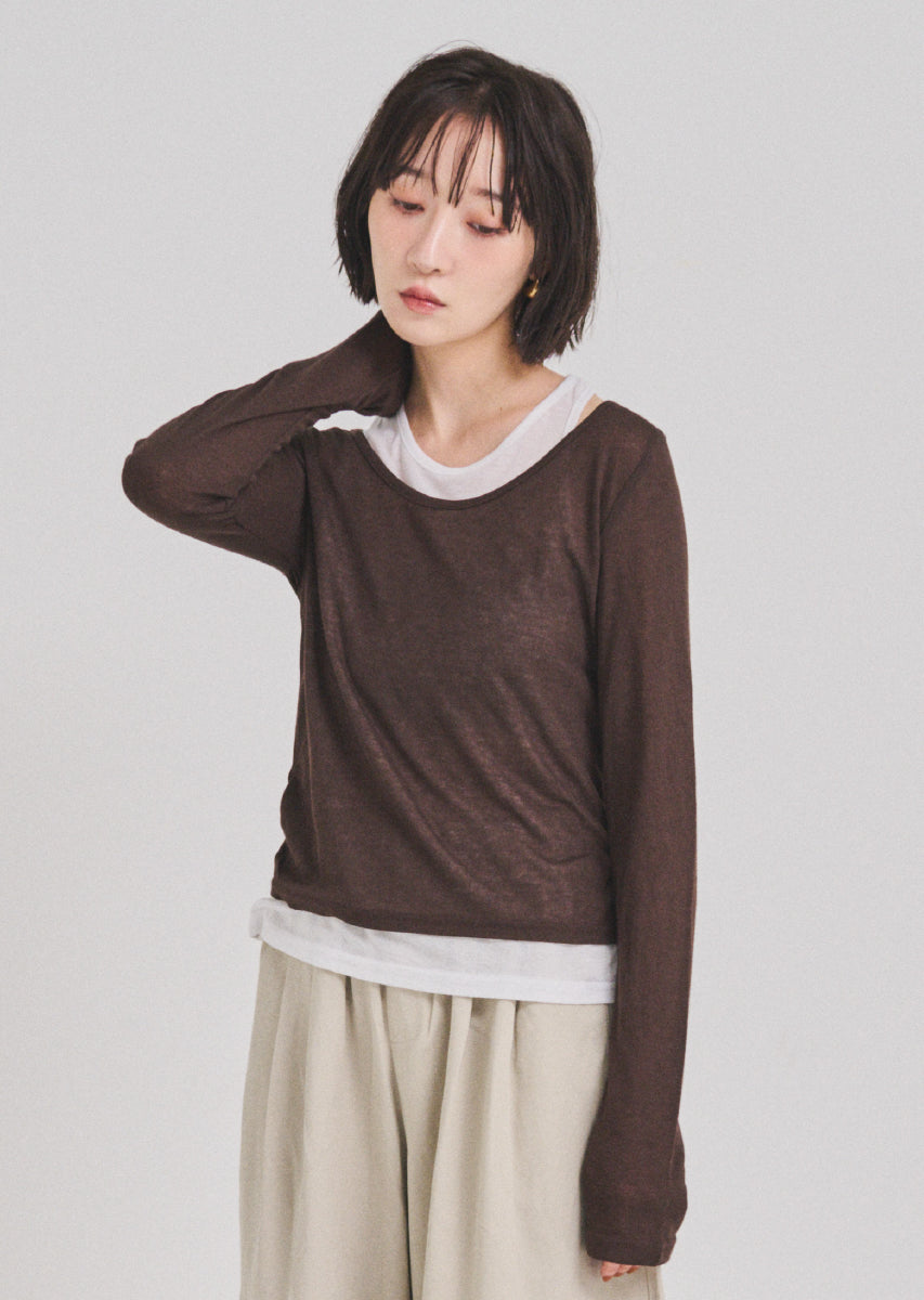 ロングスリーブレイヤードシアートップス