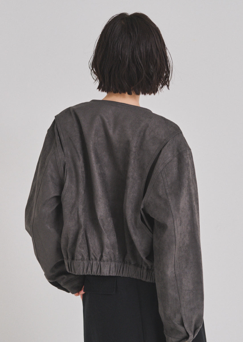 フェイクスウェードノーカラージャケット