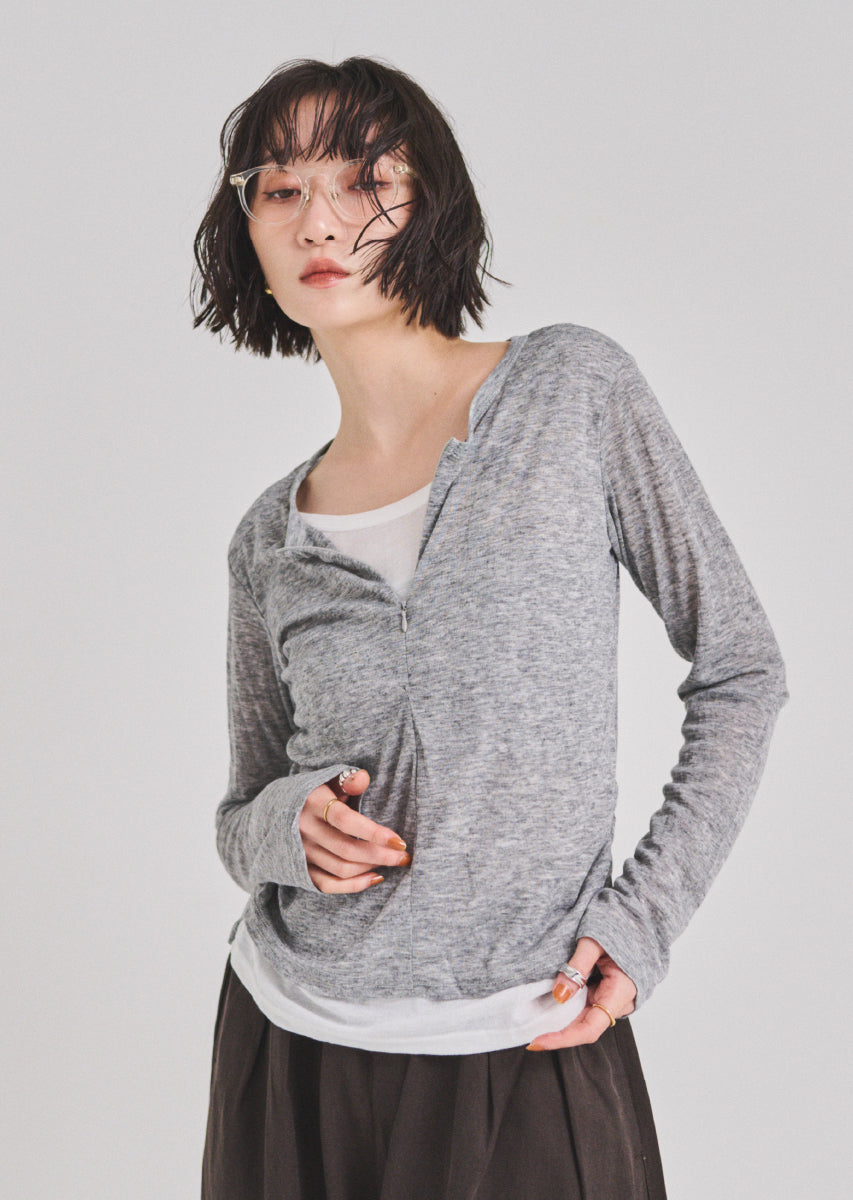 ハーフジップシアートップス