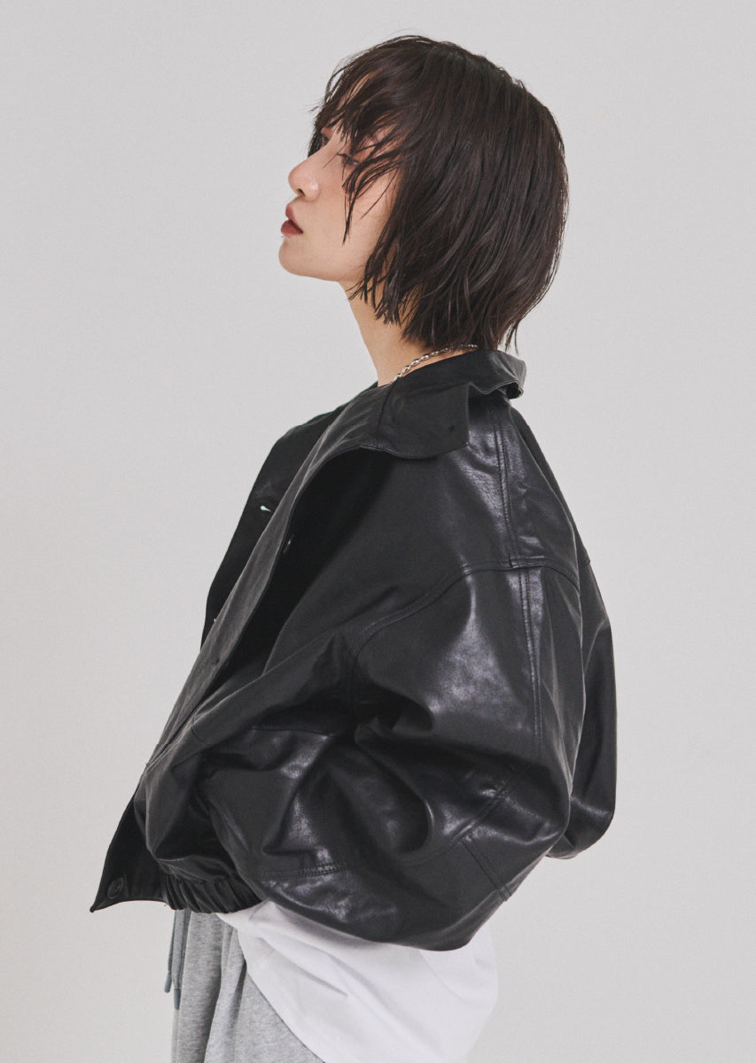 フェイクレザーオーバーブルゾン