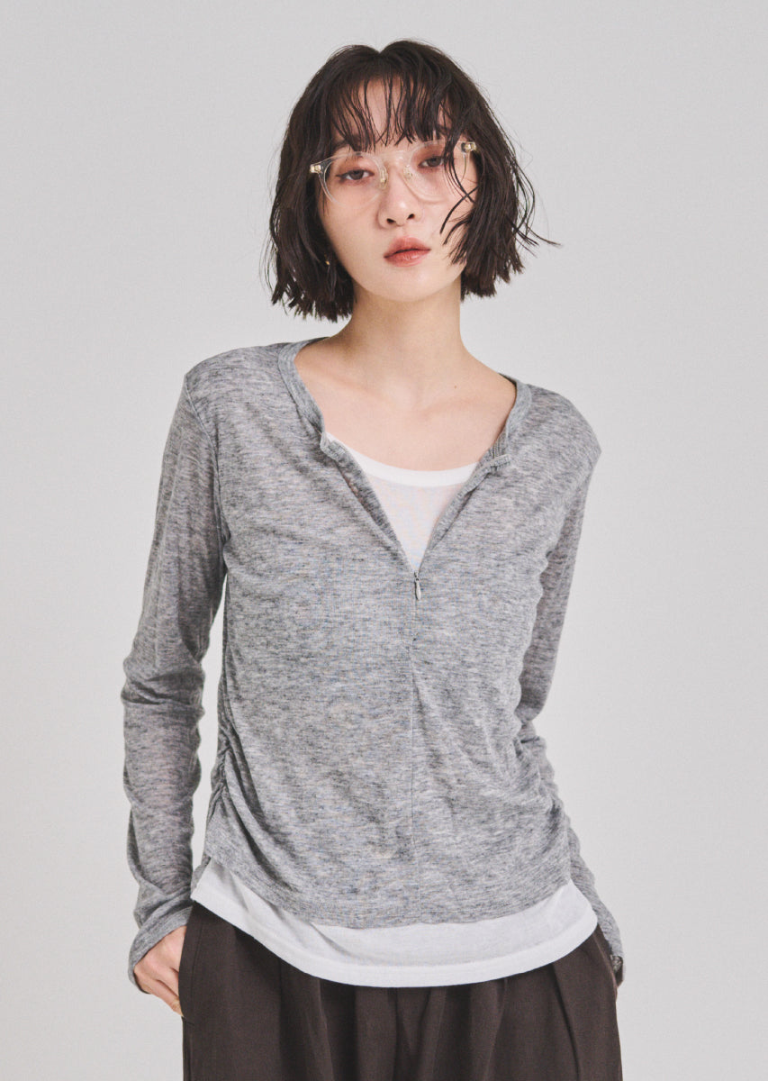 ハーフジップシアートップス