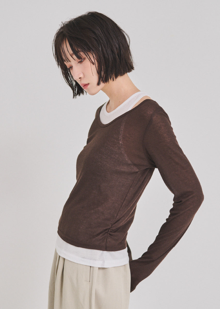 ロングスリーブレイヤードシアートップス