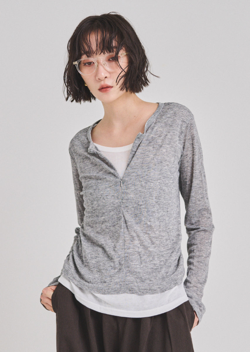 ハーフジップシアートップス