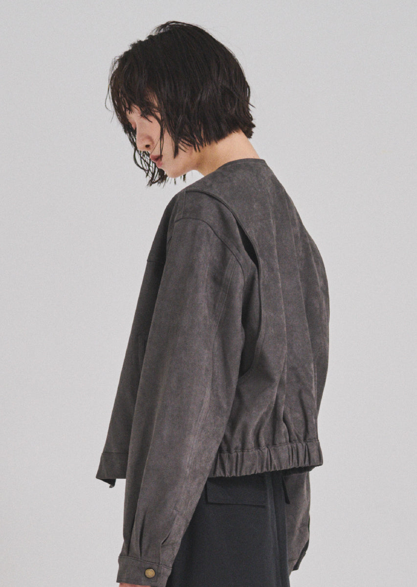 フェイクスウェードノーカラージャケット