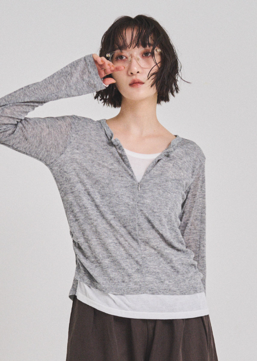 ハーフジップシアートップス