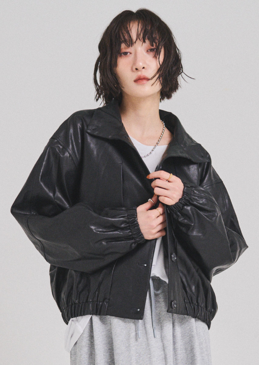 フェイクレザーオーバーブルゾン