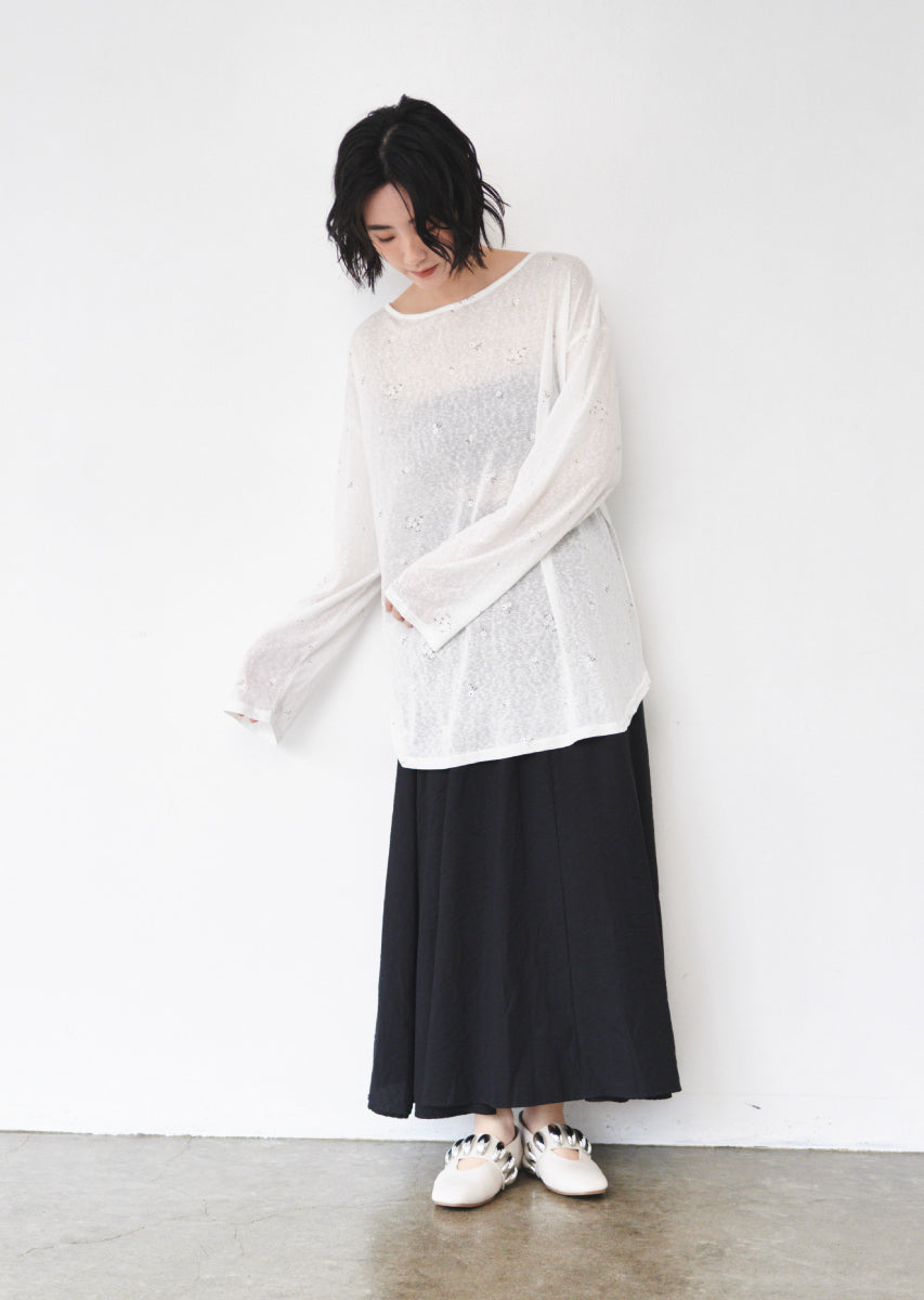 AMI PARIS ベージュ マキシスカート シュシュ付きAラインマキシスカート