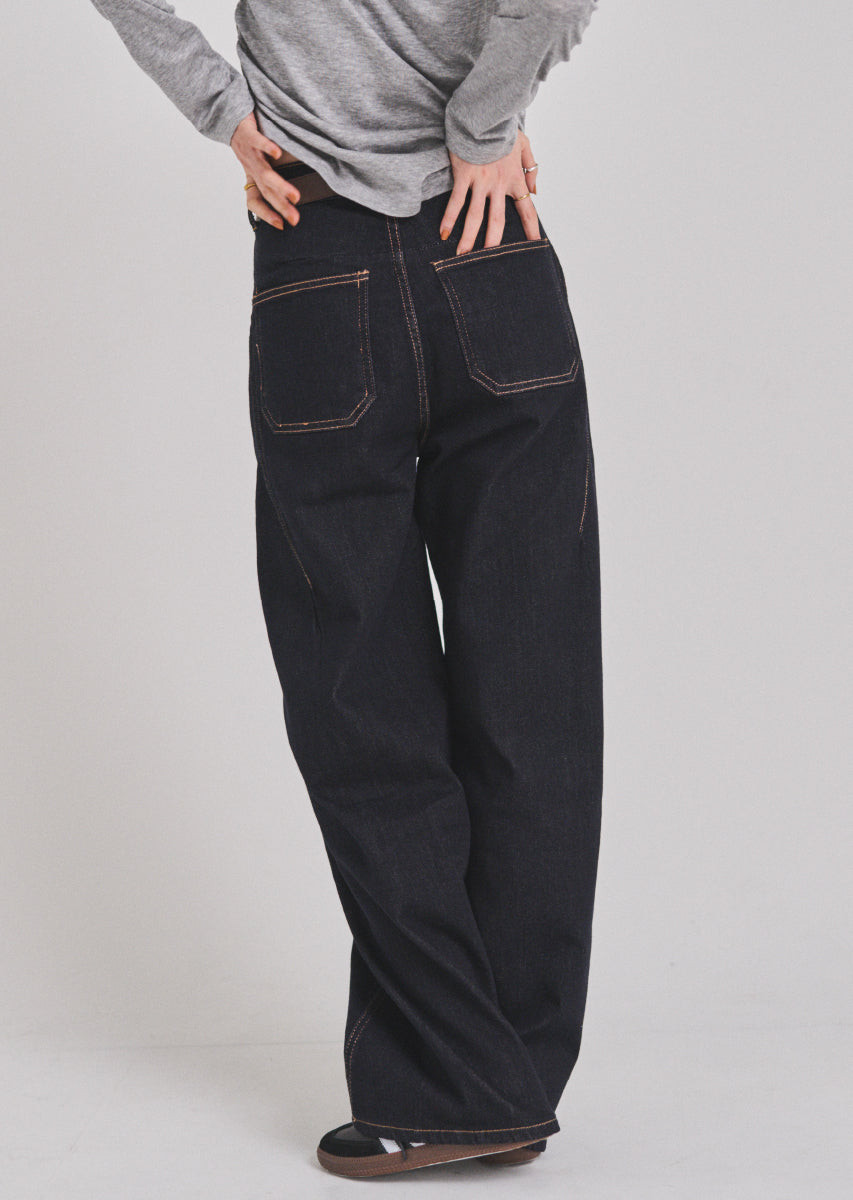 ベルトSETカーヴィーデニムパンツ