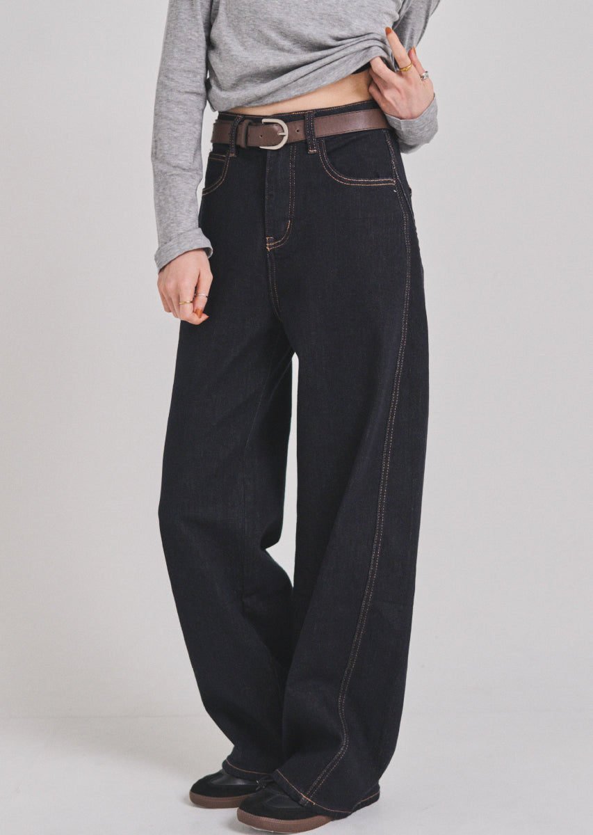 ベルトSETカーヴィーデニムパンツ