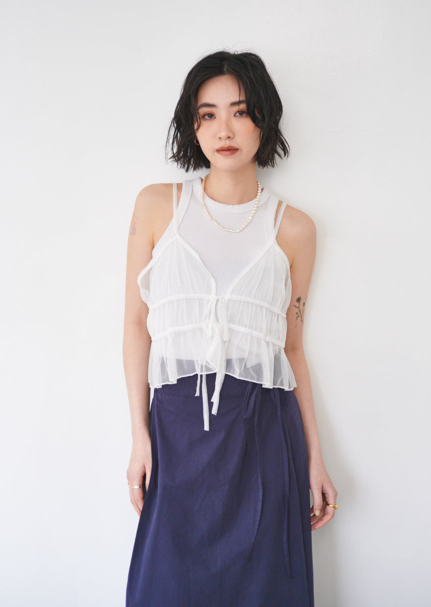 neith. チュールビスチェ グレー アンアナザーアンジェラス an another angelus レースアップ