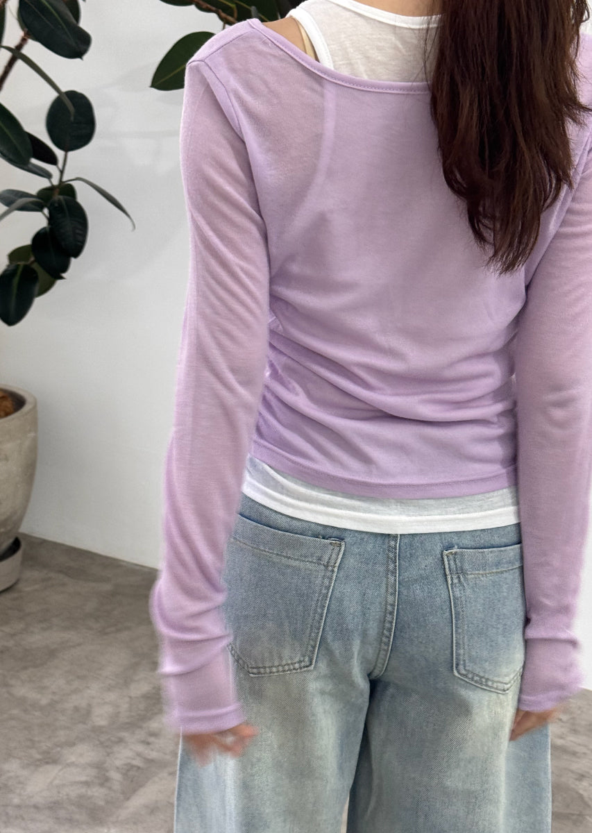 ロングスリーブレイヤードシアートップス