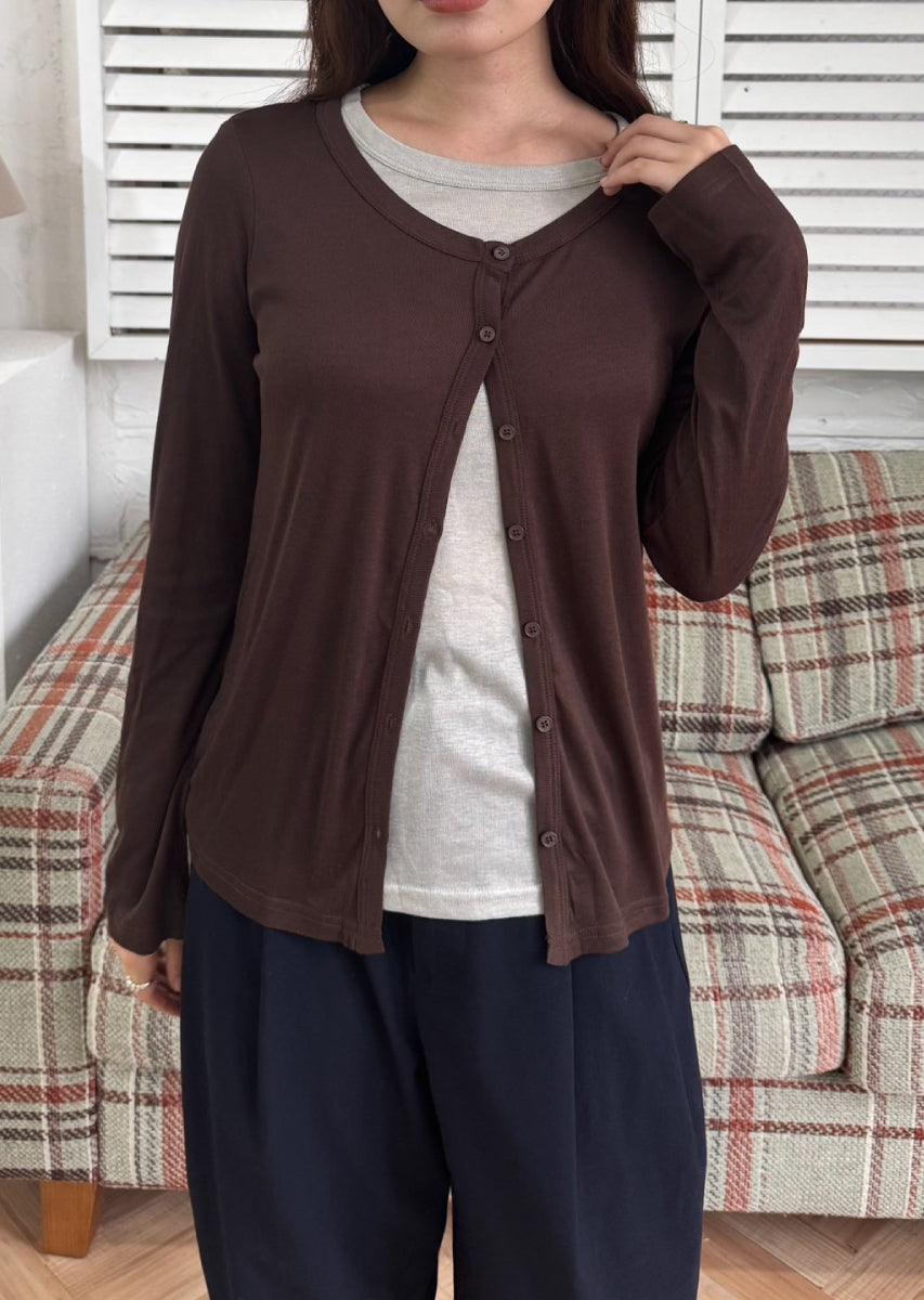 バイカラーソフトフィットカーディガン