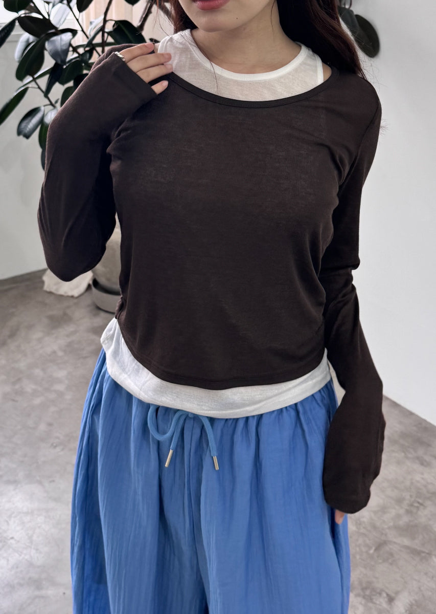 ロングスリーブレイヤードシアートップス