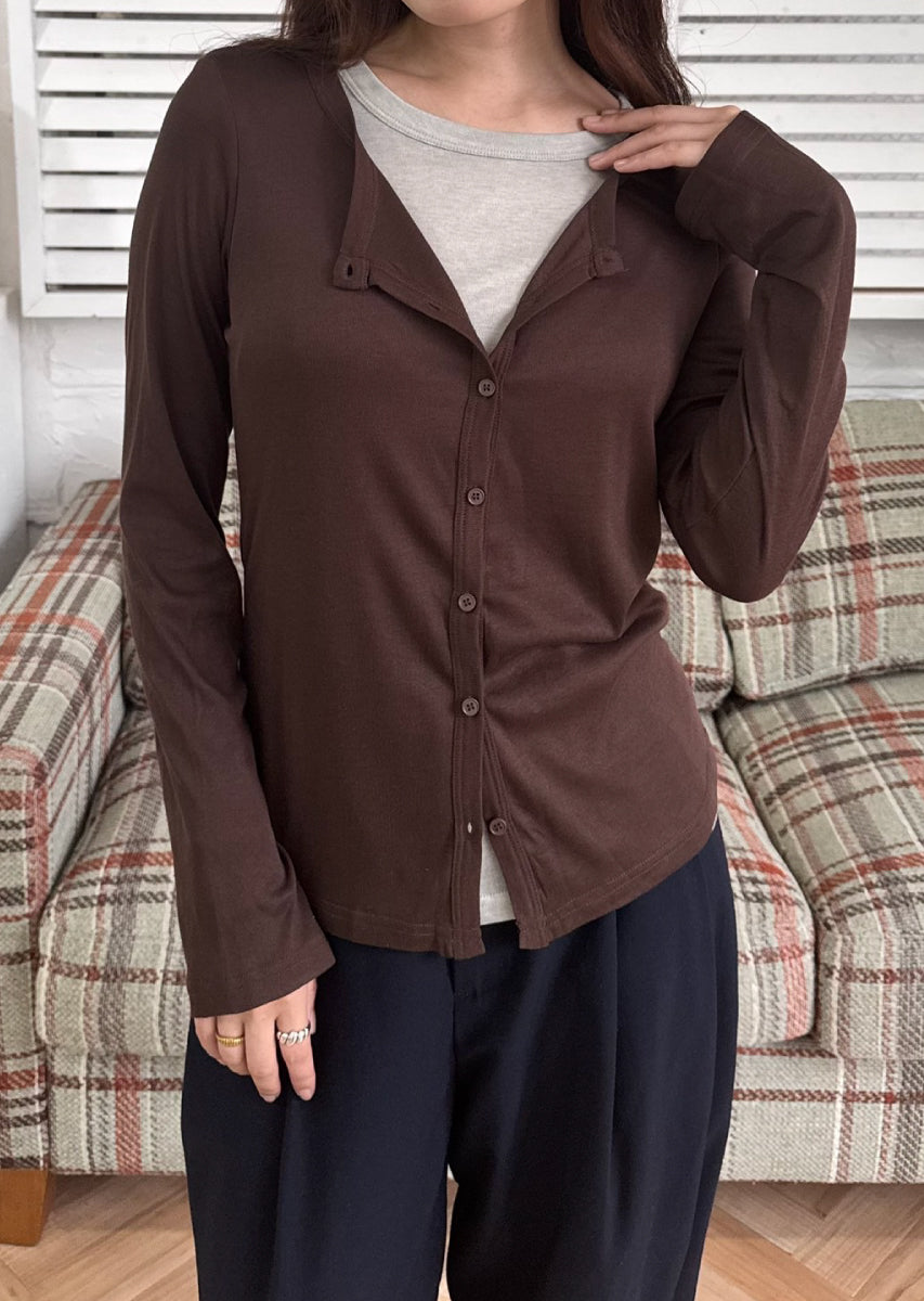 バイカラーソフトフィットカーディガン