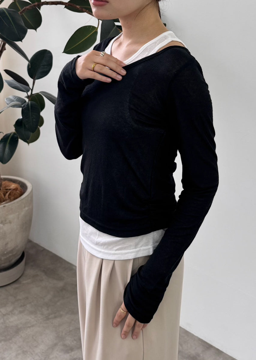 ロングスリーブレイヤードシアートップス