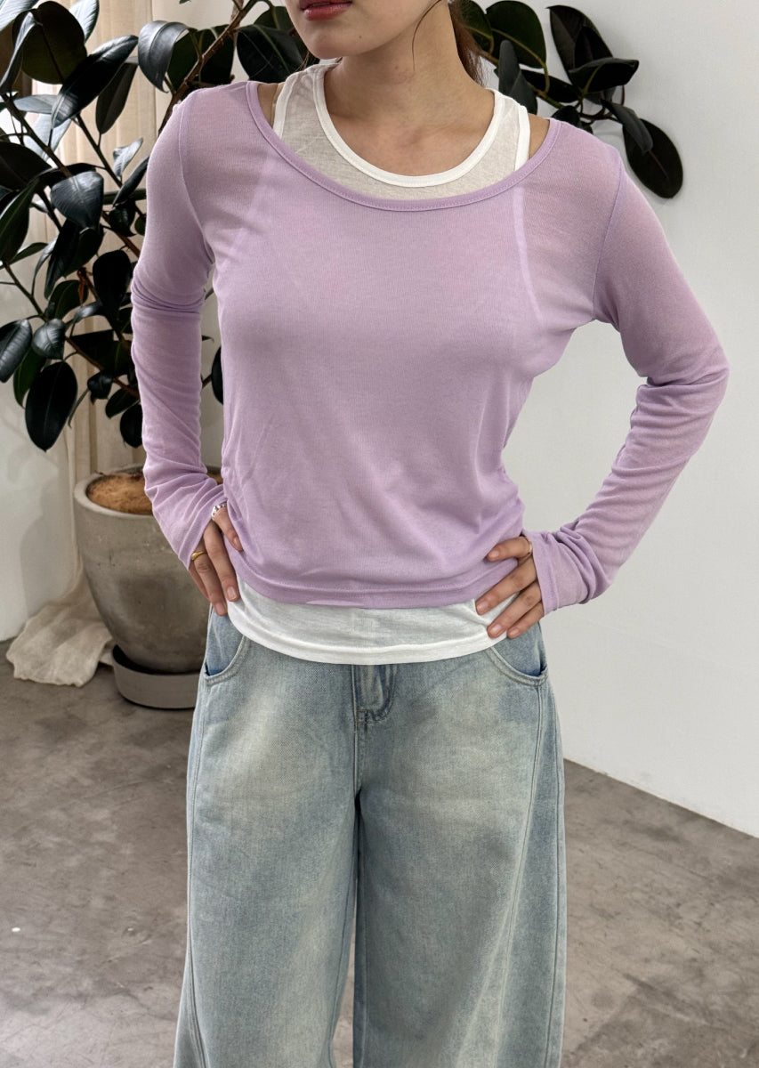 ロングスリーブレイヤードシアートップス