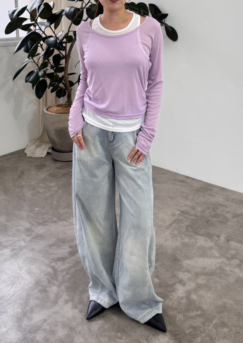 ロングスリーブレイヤードシアートップス