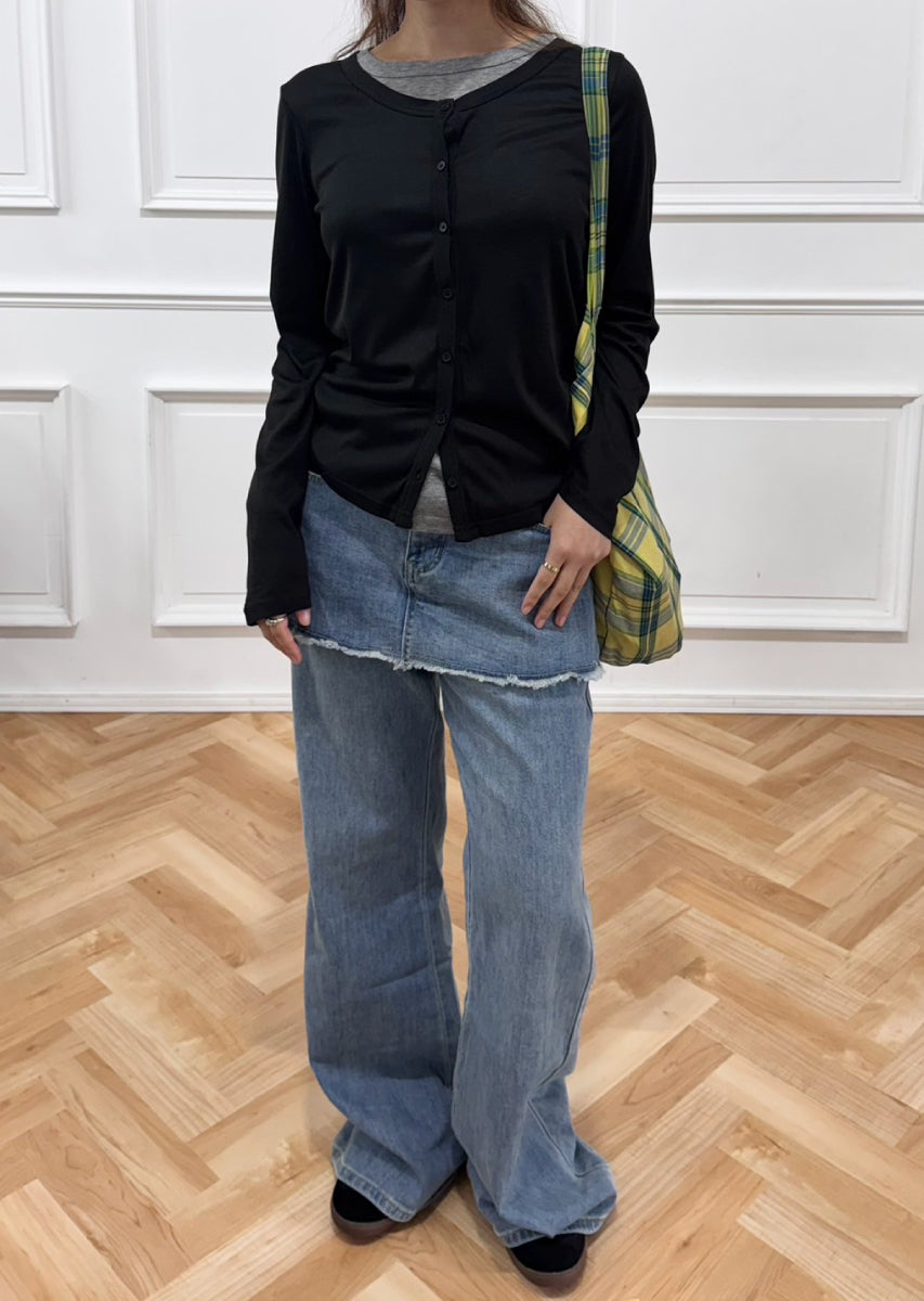 バイカラーソフトフィットカーディガン