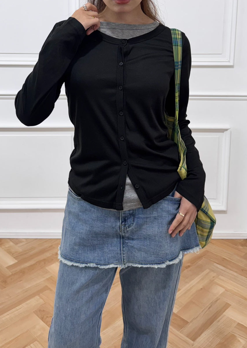 バイカラーソフトフィットカーディガン