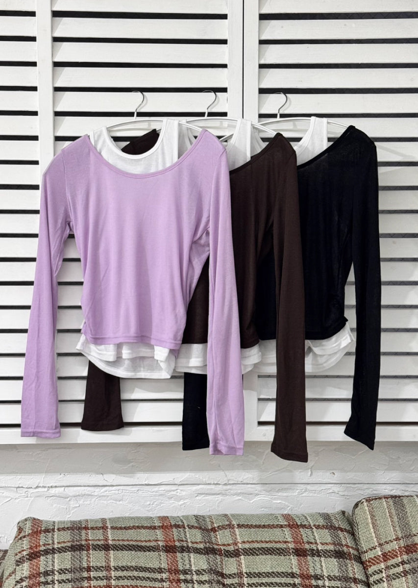 ロングスリーブレイヤードシアートップス