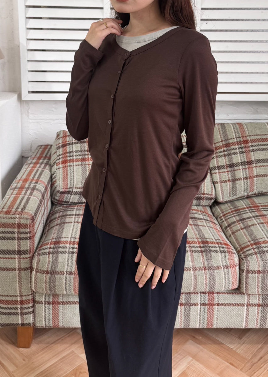 バイカラーソフトフィットカーディガン