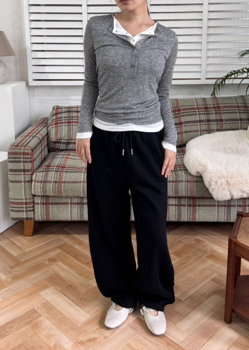 ダブルカラーヘンリーネックトップス