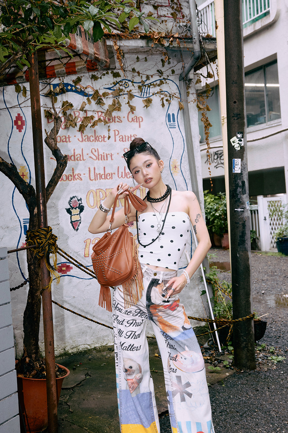 【Hina × Yuna】スタッズ&フリンジショルダーBAG
