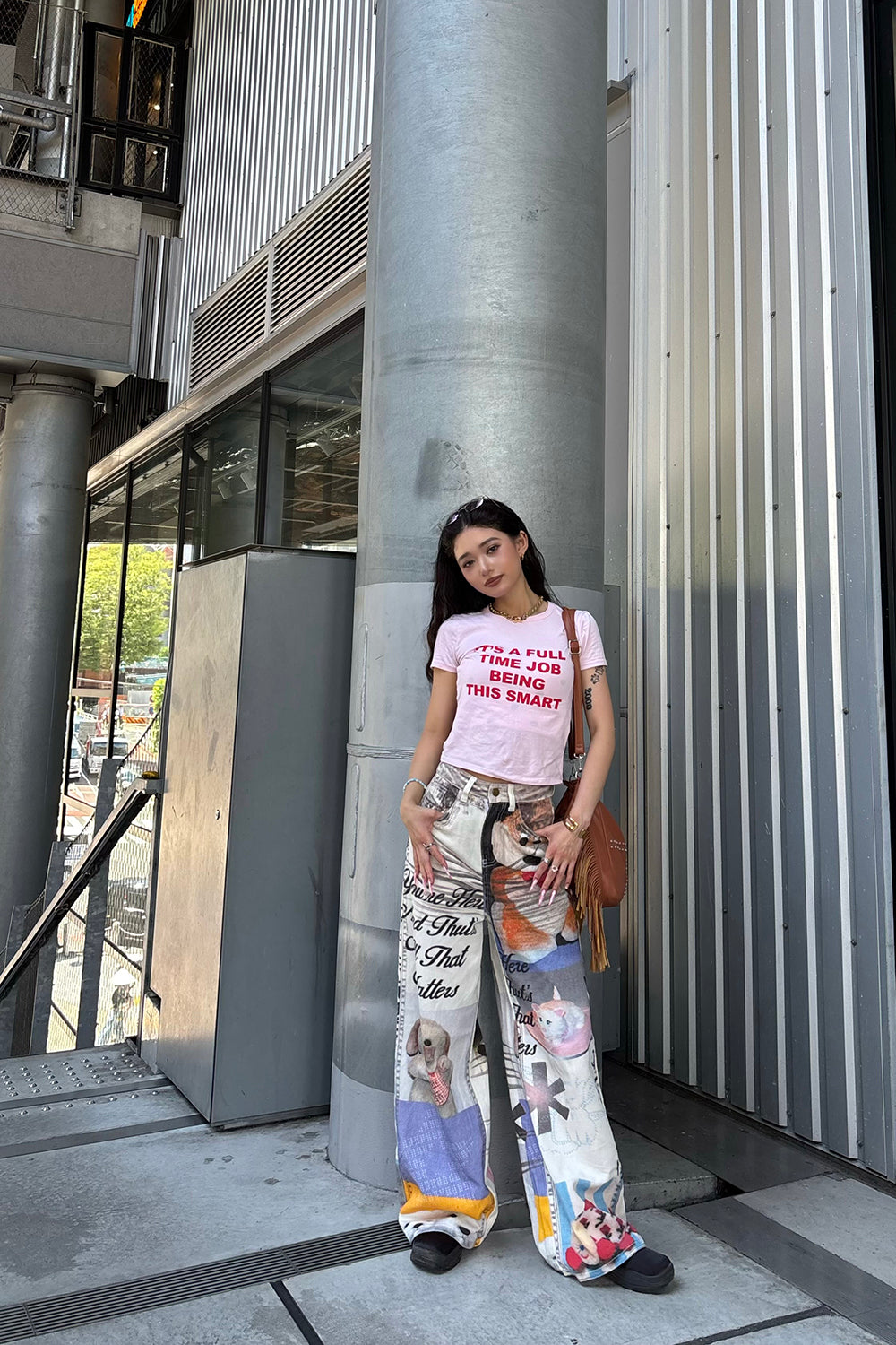 【Hina × Yuna】ドッグアートPtワイドデニムパンツ