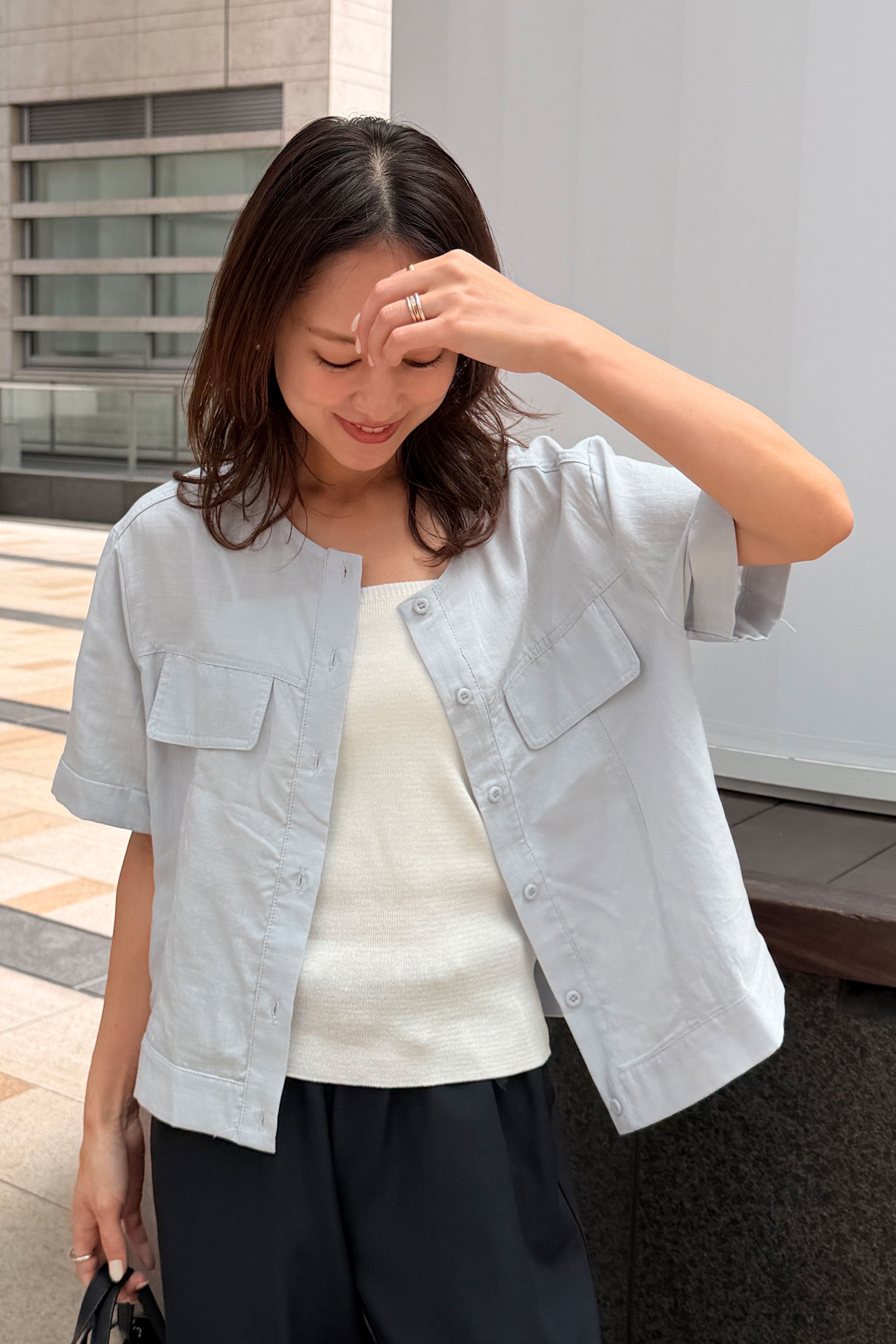 シアークロップドシャツ