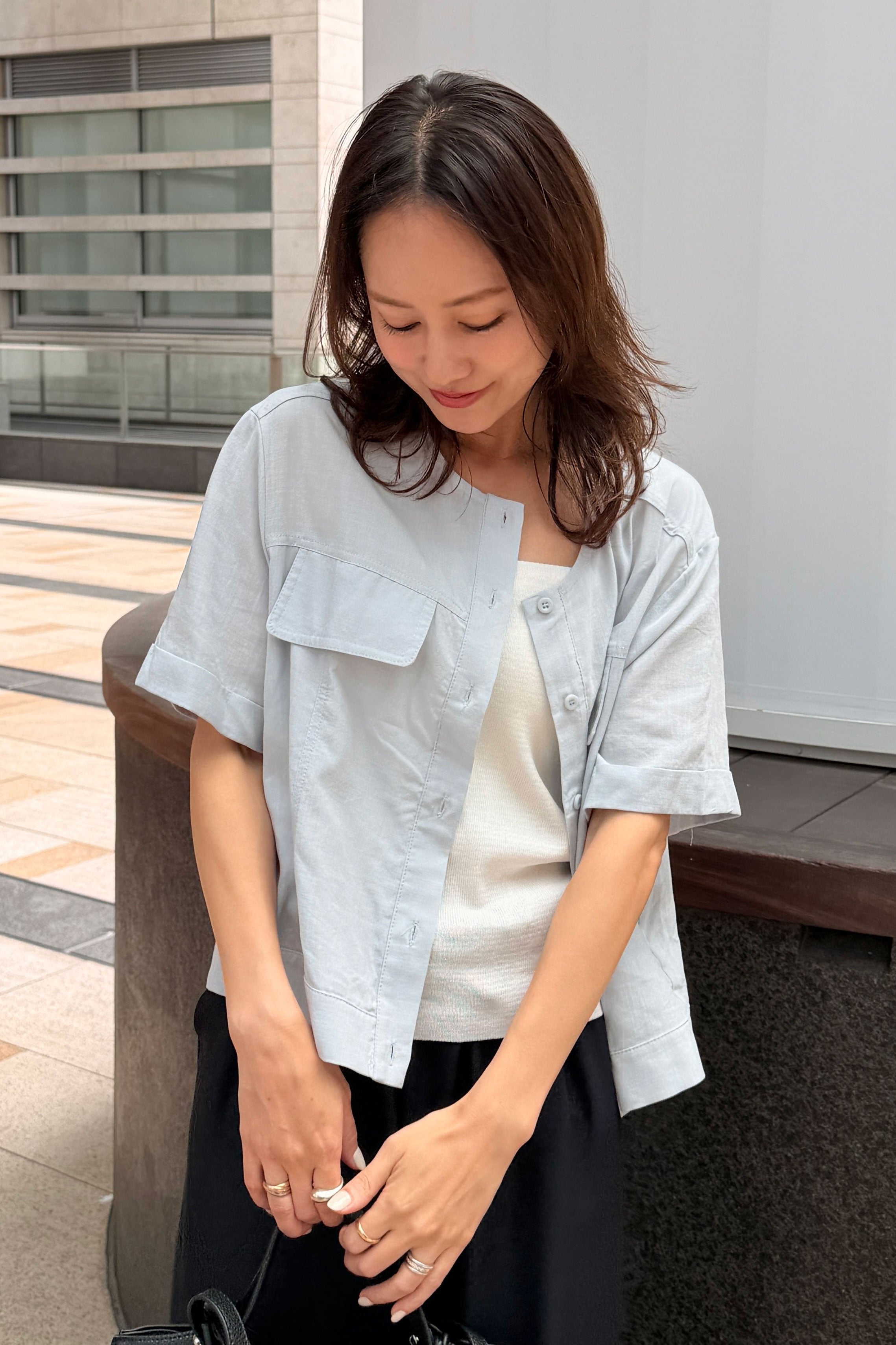 シアークロップドシャツ