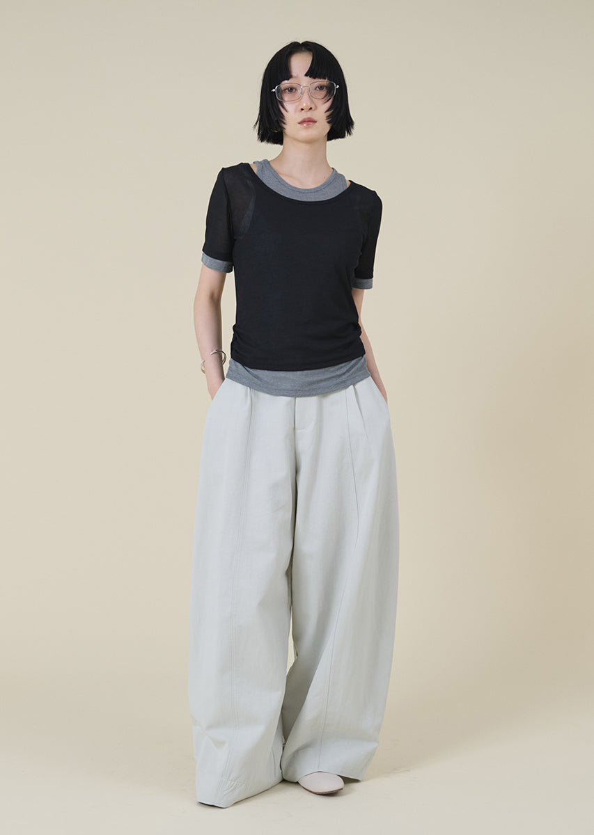 ターンバックウエストワイドパンツ