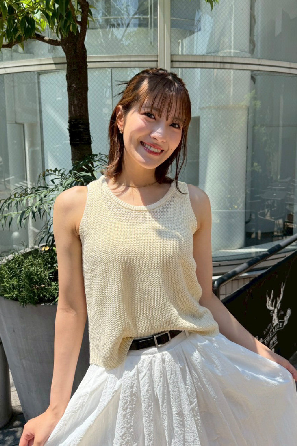 RINNU ロゴスウェットトップス＆パンツ BEIGE ロゴ刺繍ボリュームスウェットトップス