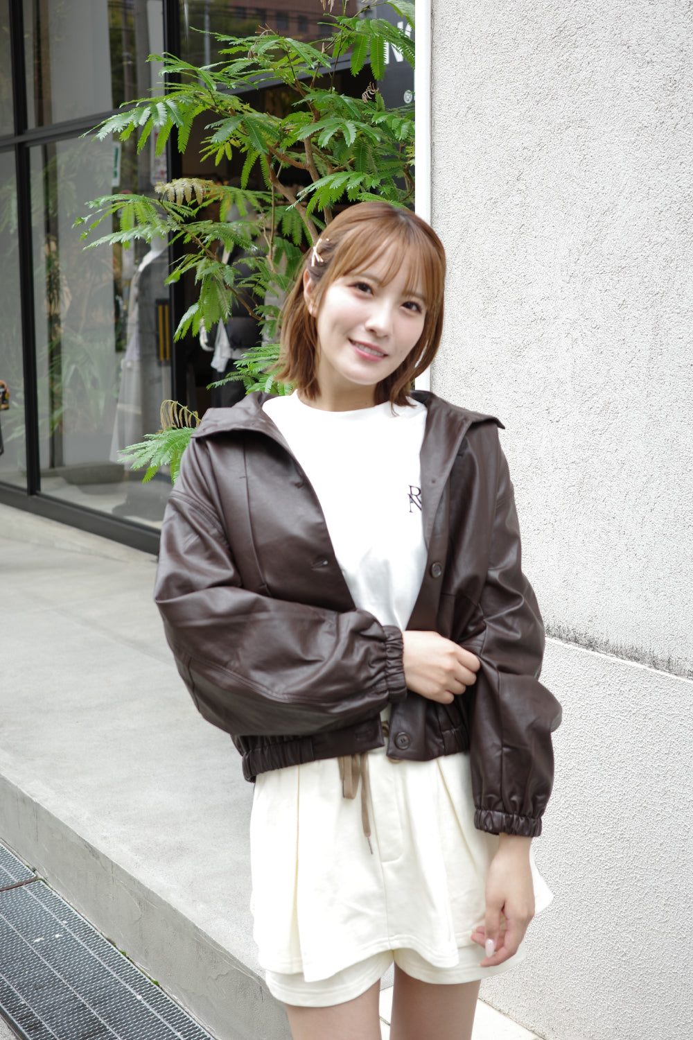 フェイクレザーオーバーサイズジャケット