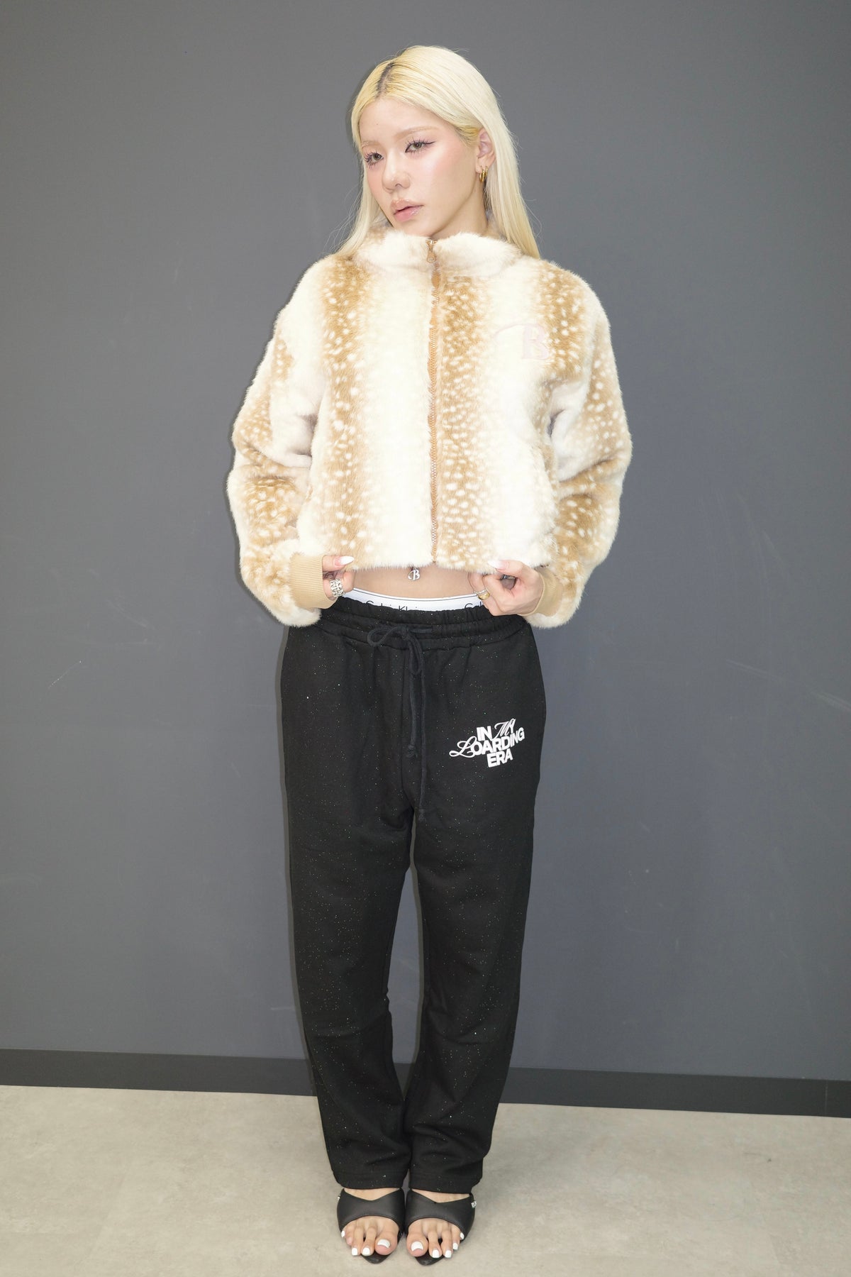 FAUX FUR ANIMAL PATTERN JACKET