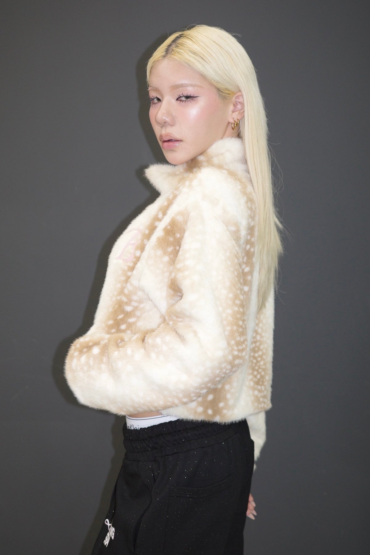 FAUX FUR ANIMAL PATTERN JACKET