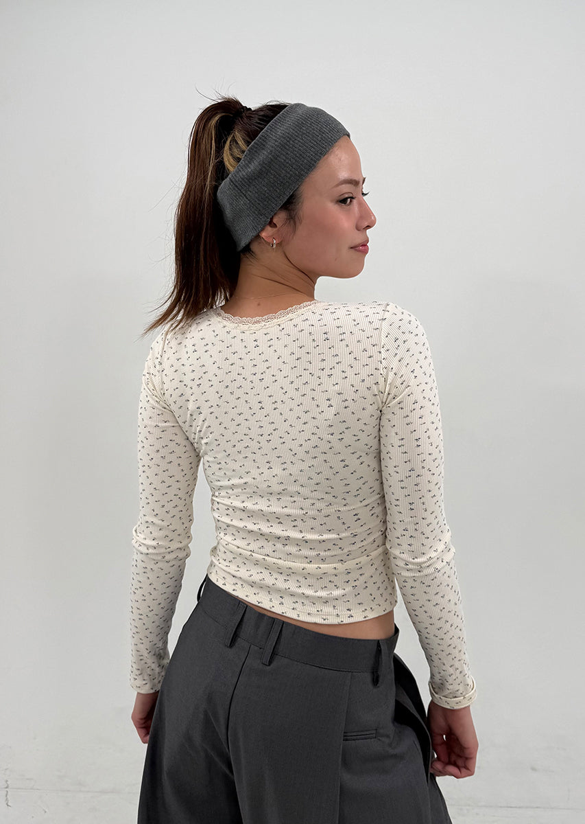 FLOWER PATTERN HENRY NECK PO