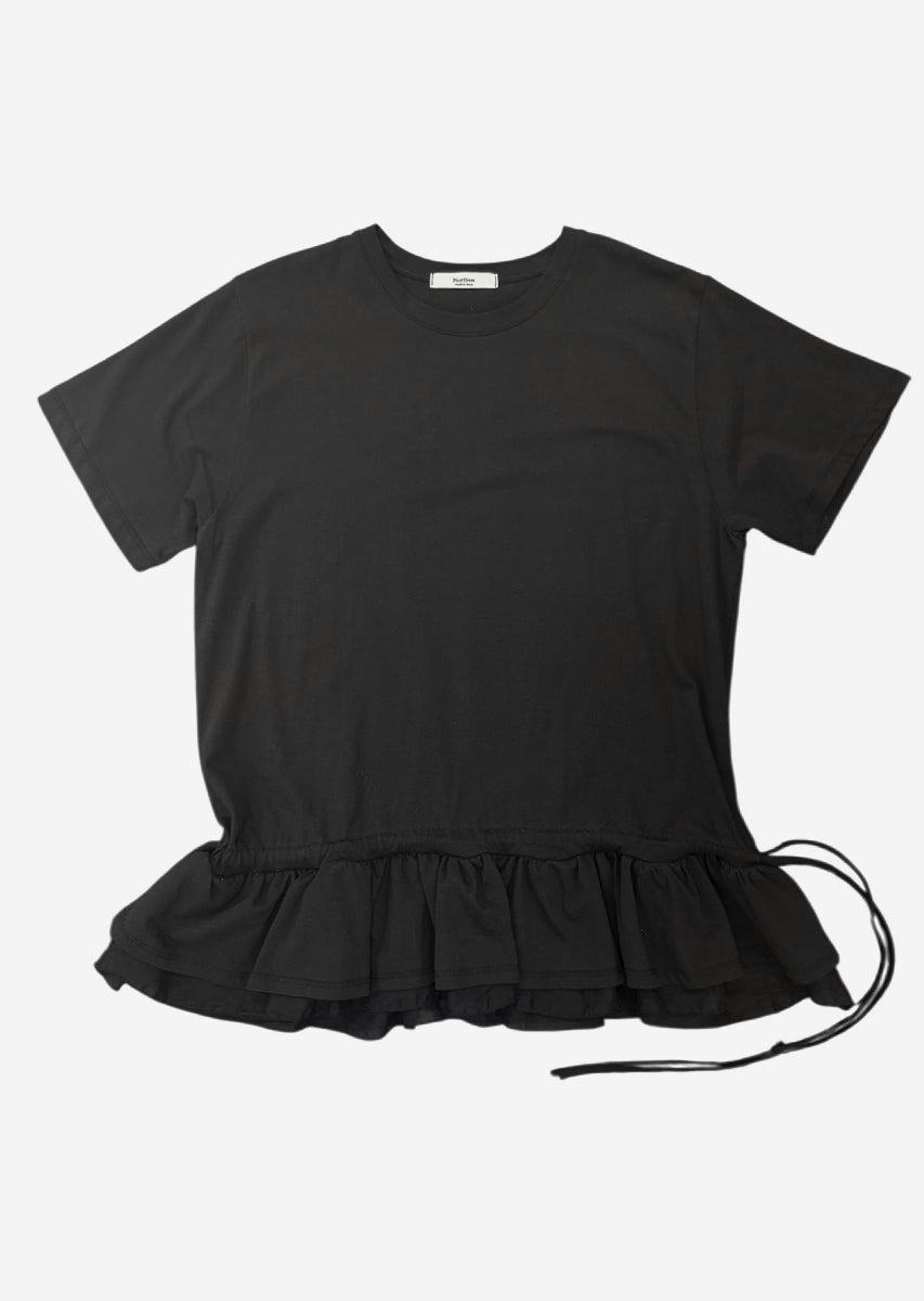 裾フリルリボンTシャツ