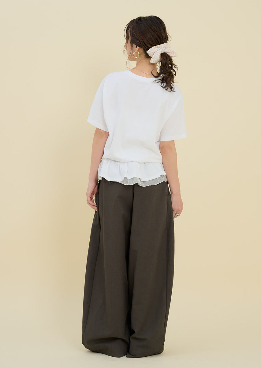 裾フリルリボンTシャツ
