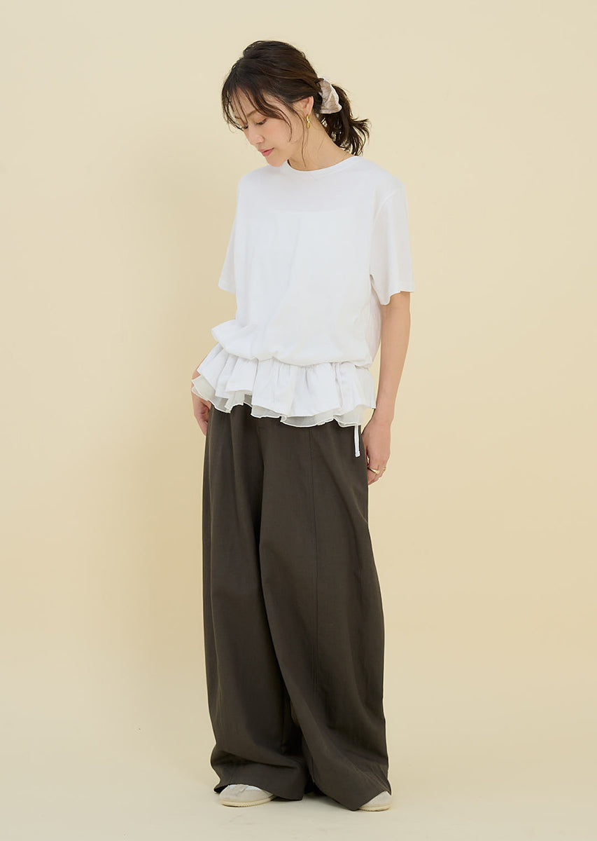 裾フリルリボンTシャツ