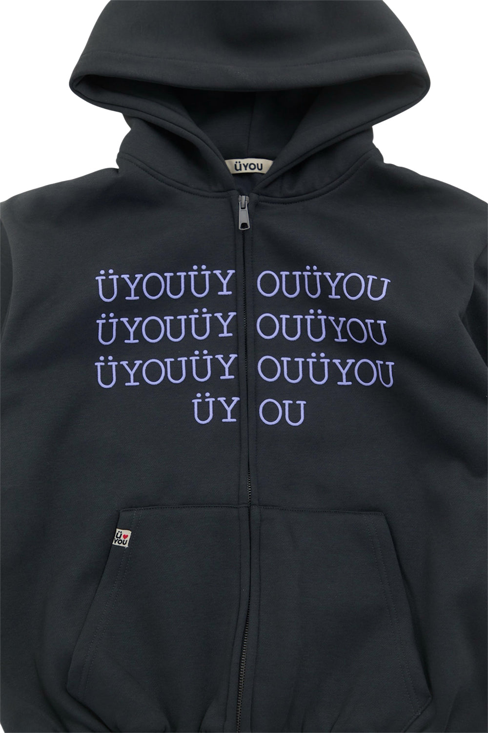 BUBBLE LOGO ZIP HOODIE CHARCOAL GRAY