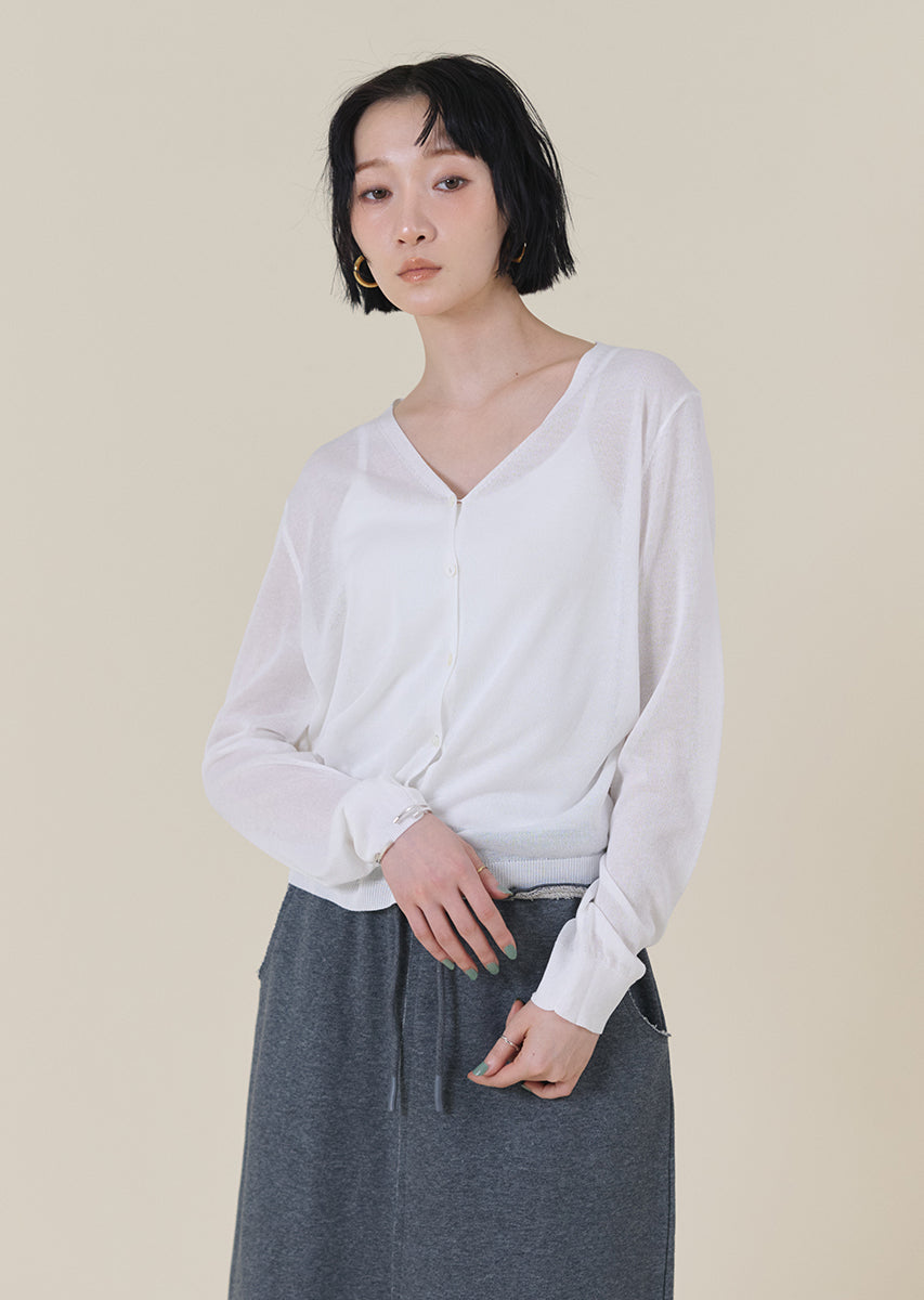 シアーVネックカーディガン