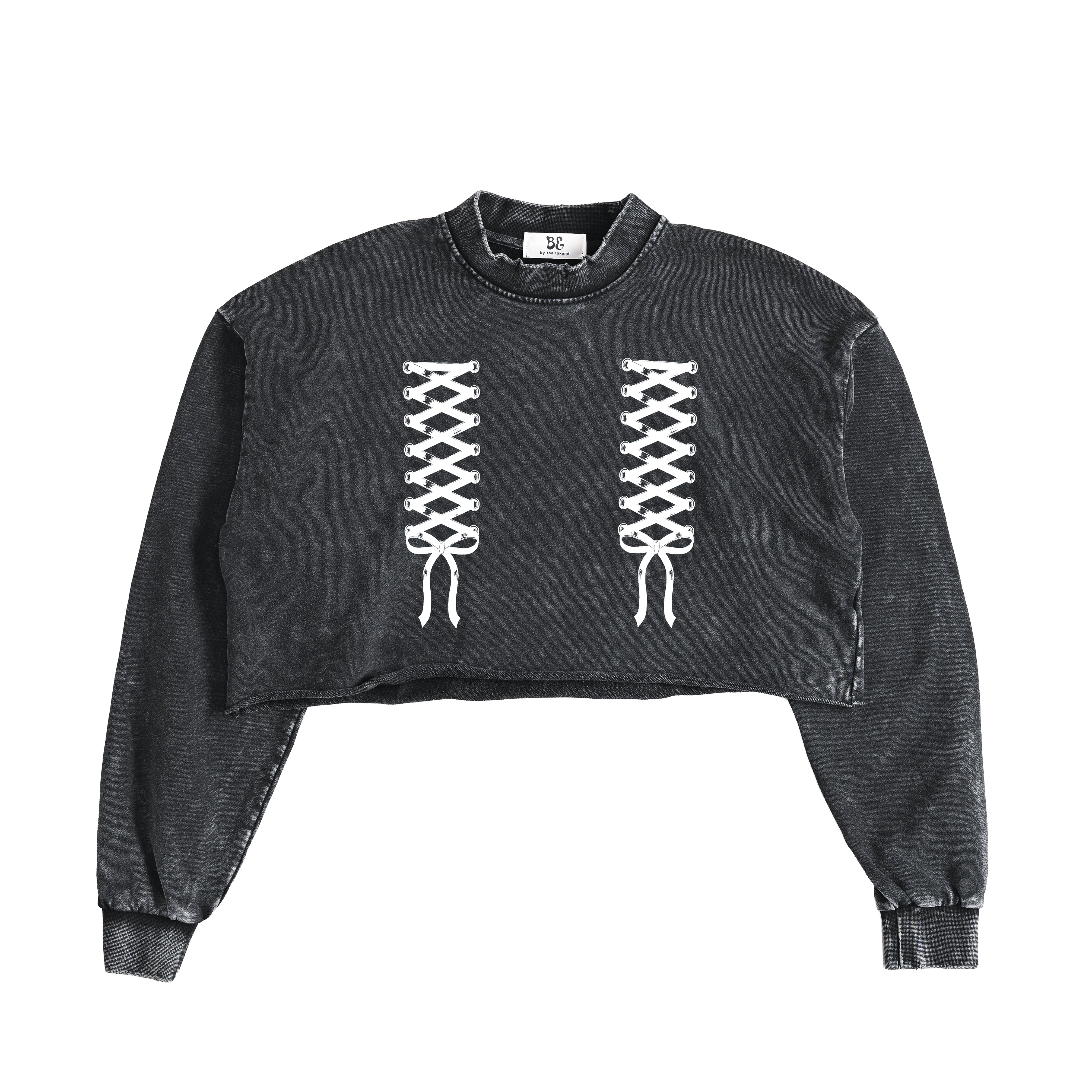 LACE UP SHORT TOPS black image