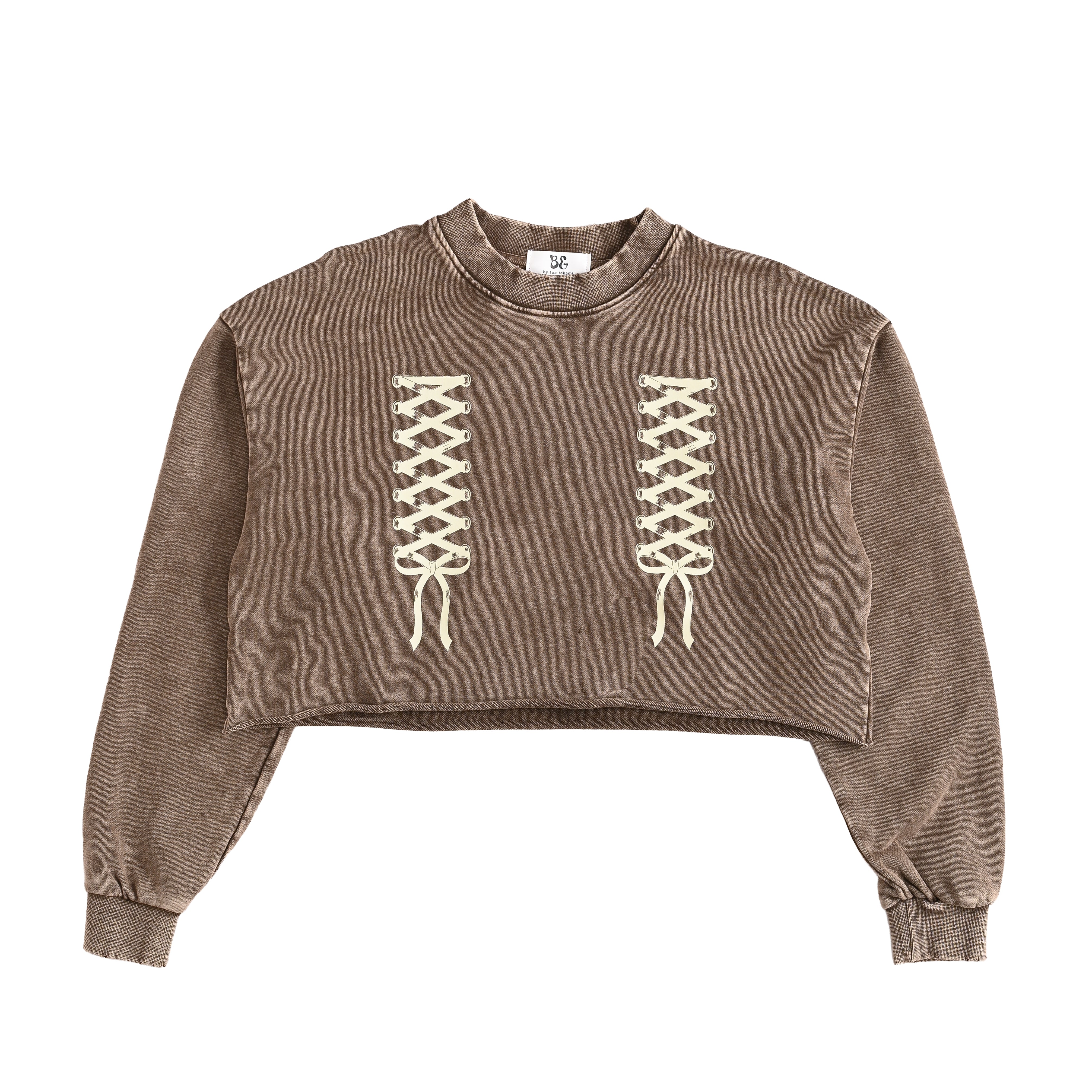 LACE UP SHORT TOPS brown image